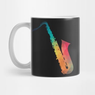 Rainbow pattern saxophone silhouette 02 Mug